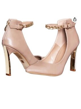 V1969 Italia by Versace Metallic Heels with Chain Ankle Strap Abriana Size 8.5